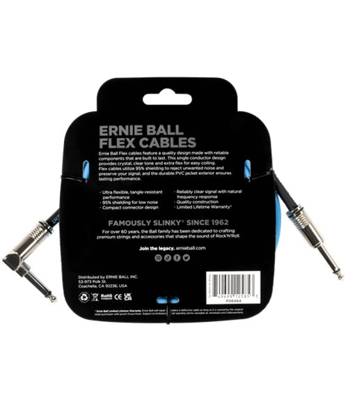 Ernie Ball Cable Flex 6464 Azul 3.048 Mts. Recto/Angulado