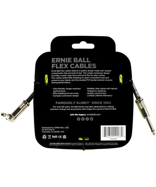 Ernie Ball Cable Flex 6465 Verde 3.048 Mts. Recto/Angulado