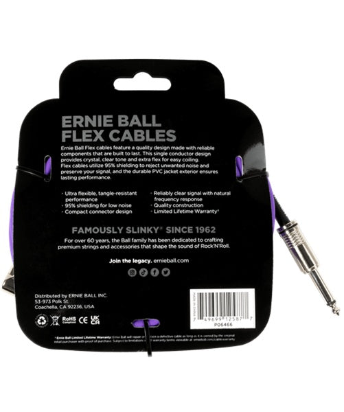 Ernie Ball Cable Flex 6466 Morado 6.10 Mts. Recto/Angulado