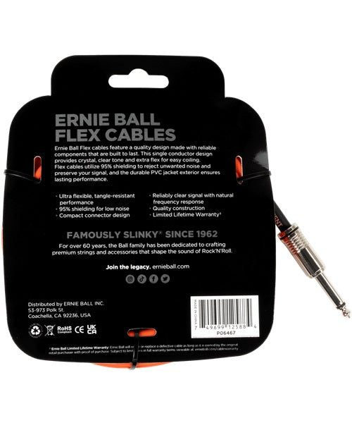 Ernie Ball Cable Flex 6467 Anaranjado 6.10 Mts. Recto/Angulado
