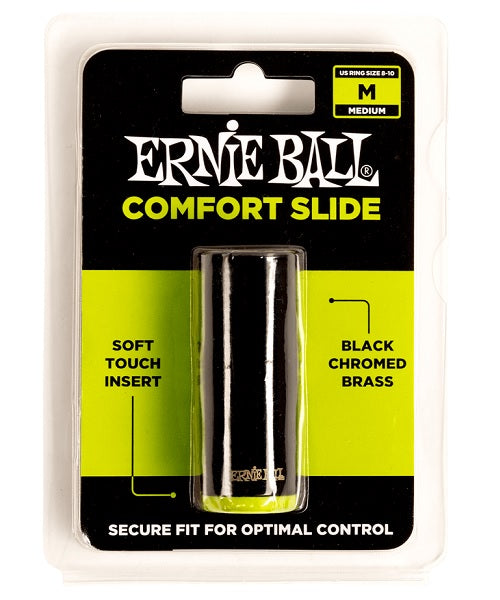 Ernie Ball Comfort Slide para Guitarra 4288 Latón Cromado Negro, Mediano