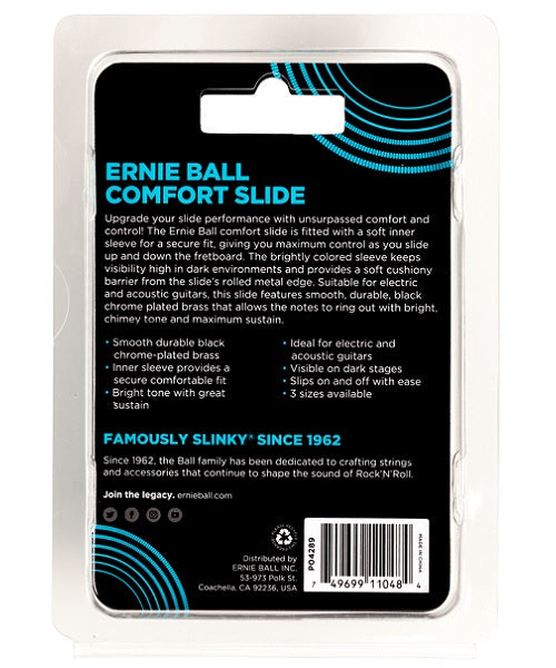 Ernie Ball Comfort Slide para Guitarra 4289 Latón Cromado Negro, Grande