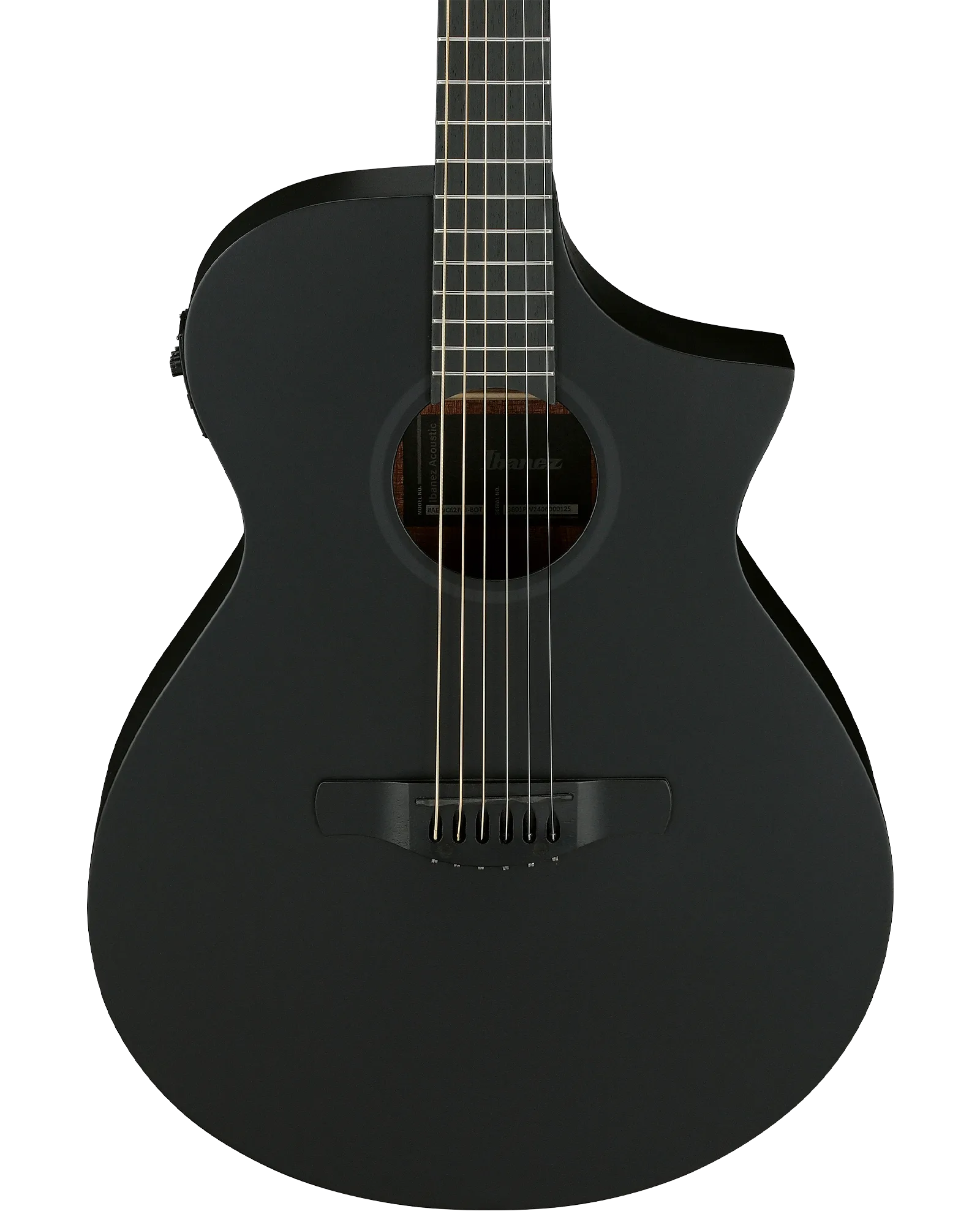 Ibanez Guitarra Electroacústica Picea Negro Mate AEWC621-BOT, Serie AEWC