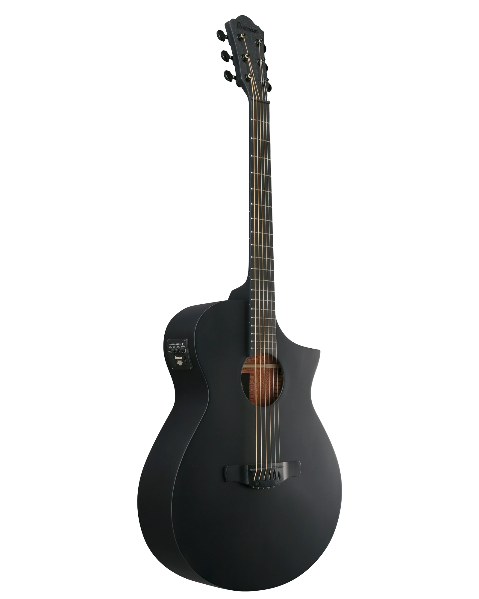 Ibanez Guitarra Electroacústica Picea Negro Mate AEWC621-BOT, Serie AEWC