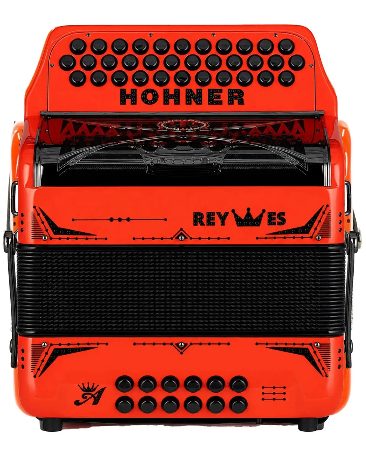 Acordeón Diatónico Hohner A6500-42 Anacleto Rey Especial I Fa-Sib-Mib Rojo Brillante con Estuche