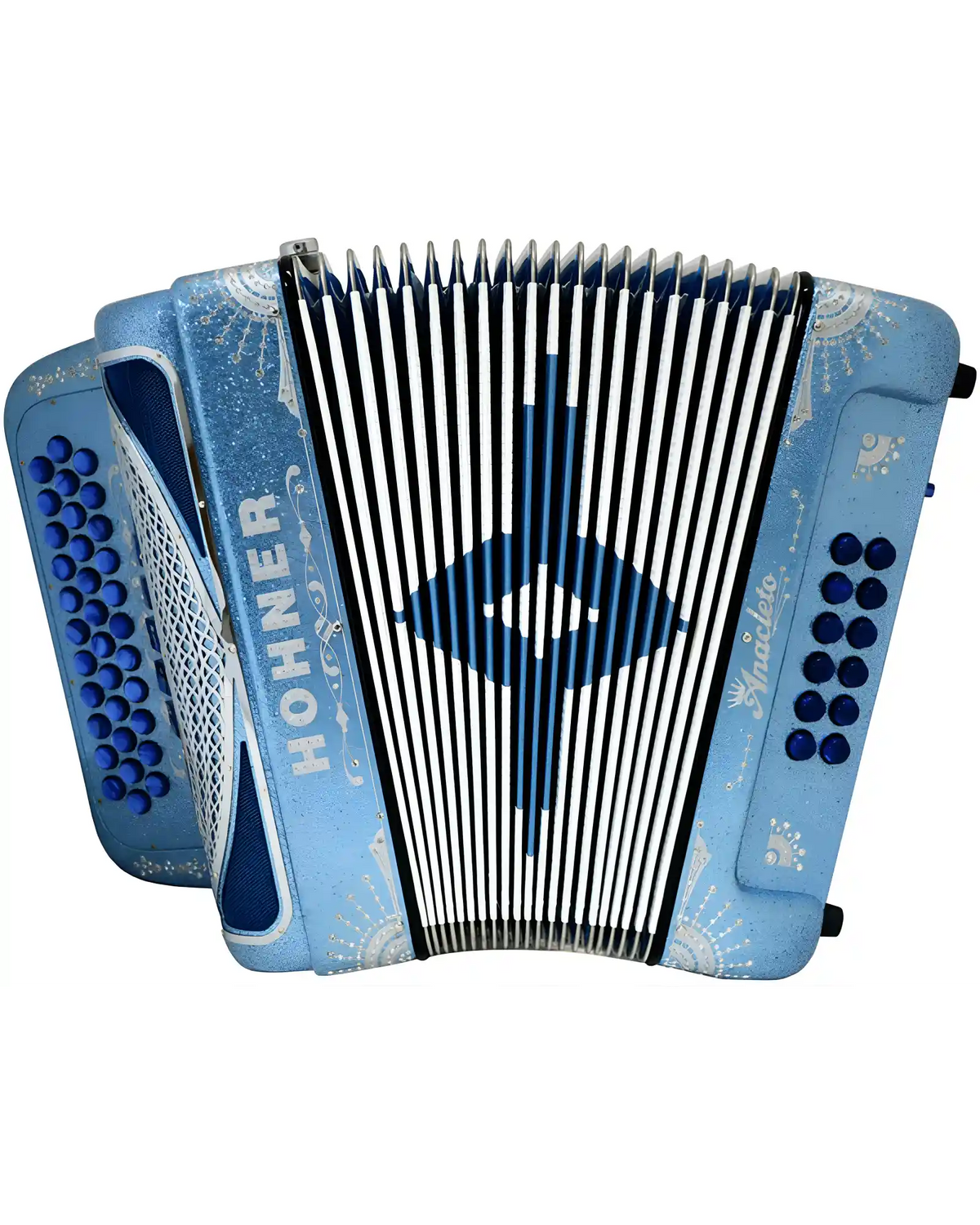 Acordeón Diatónico Hohner A9700-FBBEB-PSSK Anacleto Norteño Fa-Sib-Mib Azul Pastel con Estuche