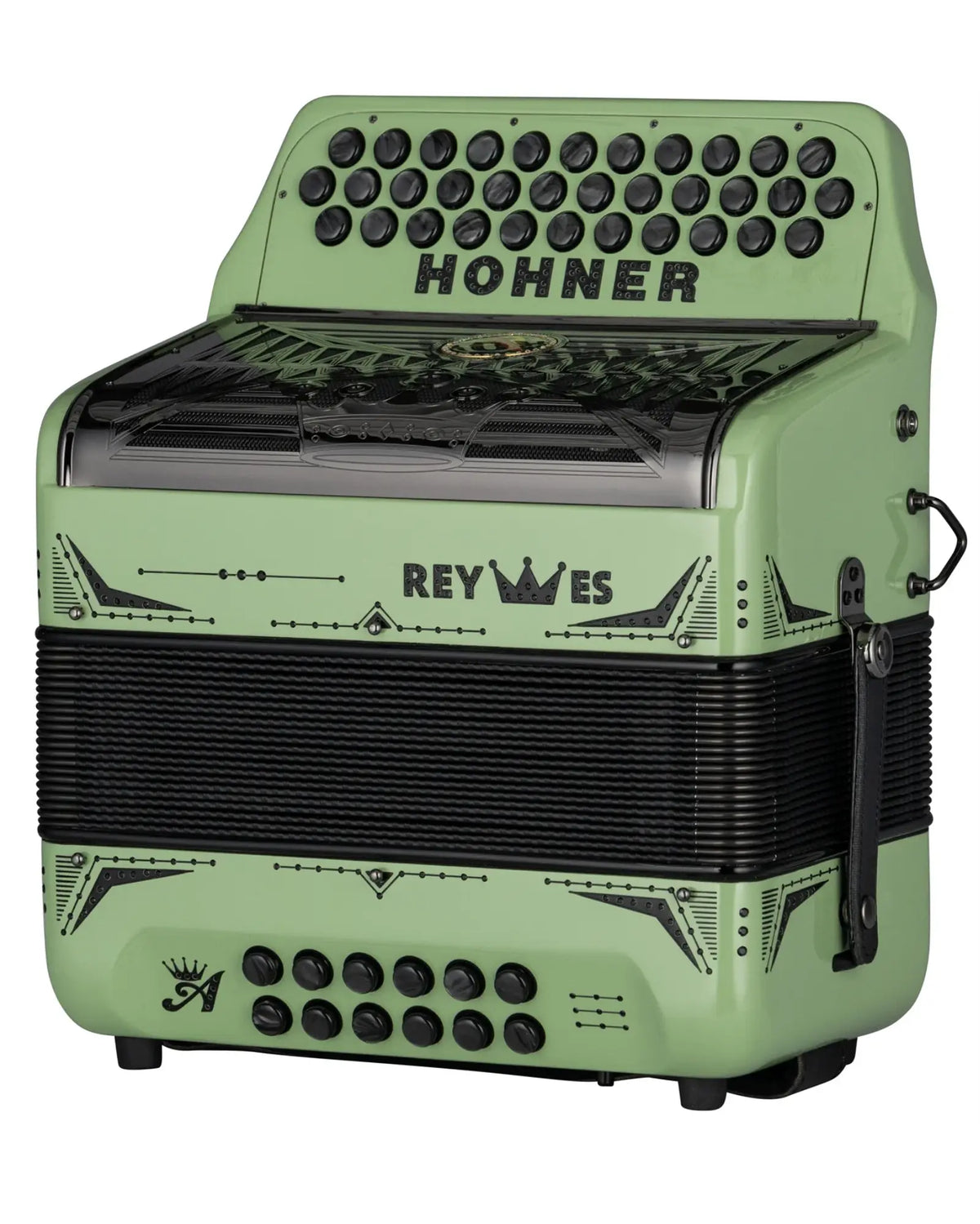 Acordeón Diatónico Hohner A6500-36 Anacleto Rey Especial I Fa-Sib-Mib Verde Olivo con Estuche