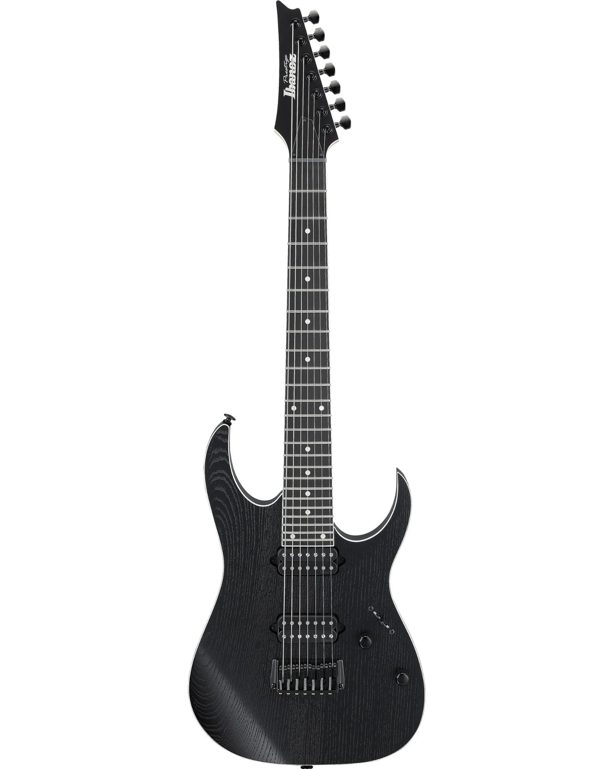 Guitarra Eléctrica Ibanez Prestige RGR762AHBF-WK Negro Erosionado con Estuche de 7 Cuerdas