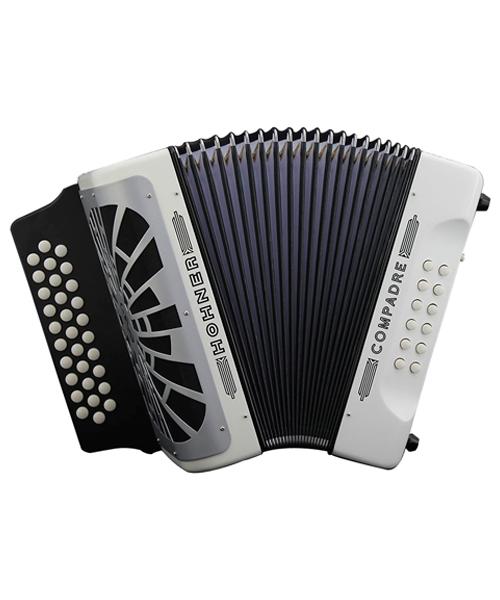 Acordeón Diatónico Hohner A48431 Compadre Fa-Sib-Mib - Blanco con Funda