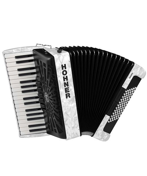 Hohner Acordeón A16612 Cromático Blanco con Funda BRAVO III 72
