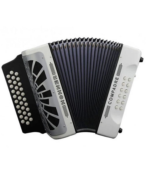 Acordeón Diatónico Hohner A48231 Compadre Sol-Do-Fa - Blanco con Funda