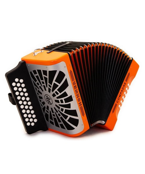 Acordeón Diatónico Hohner A48451 Compadre Fa-Sib-Mib - Naranja con Funda