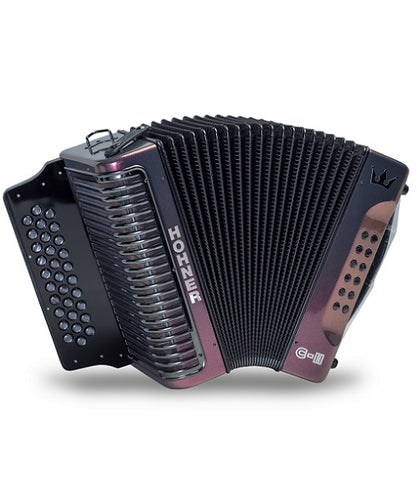 Hohner Acordeón Diatónico Fa-Sib-Mib Rojo/Dorado con Funda A5017, 