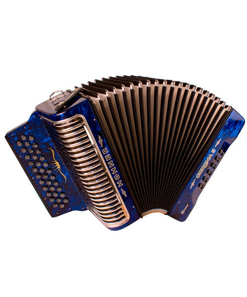 Acordeón Diatónico Hohner A5421   Corona II Xtreme   Sol-Do-Fa - Azul con Funda