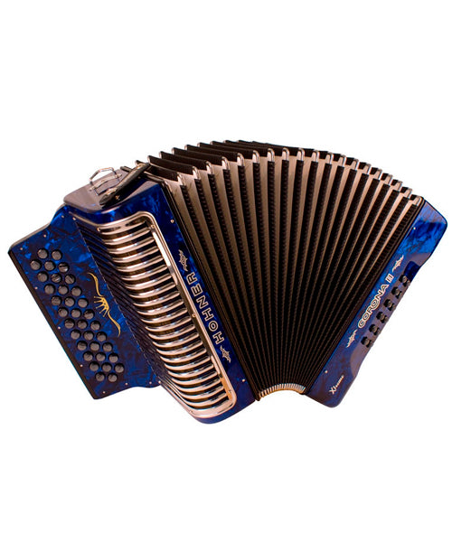 Hohner Acordeón Diatónico Fa-Sib-Mib Azul Con Funda A5441 Corona II Xtreme