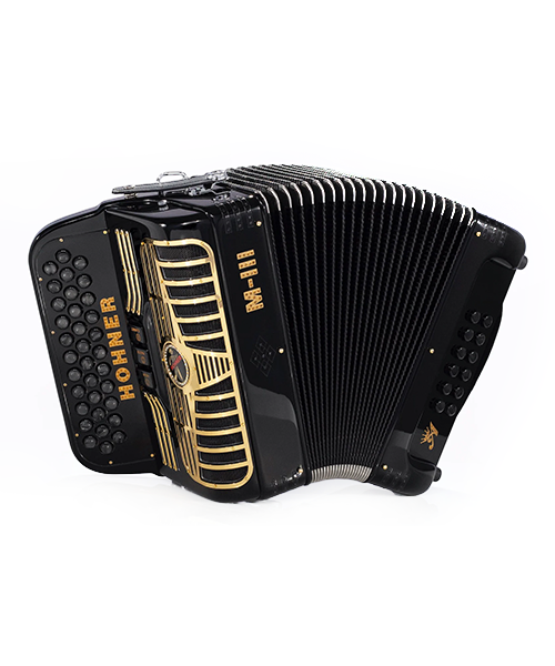 “Exclusiva en Veerkamp Online” Hohner Acordeón Diatónico Fa-Sib-Mib Negro A7450-FBBEB-BK con Estuche, Anacleto ''MARK III''
