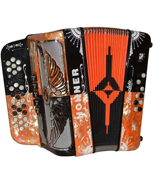 “Exclusiva en Veerkamp Online” Hohner Acordeón Diatónico Fa-Sib-Mib Negro A9730-FBBEB-BK/GD con Estuche, Anacleto ''Rey Aguila''