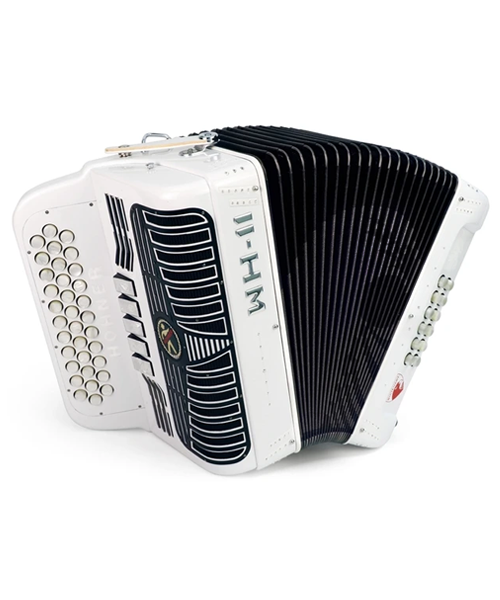 Exclusiva en Veerkamp Online Hohner Acordeón Diatónico Fa-Sib-Mib Blanc A9971-FBBEB-WH con Estuche, Anacleto ''White Hawk''