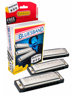 Hohner Paquete de 3 Armónicas Diatónicas Blues Band Do, Sol y La Mayor M559XPS