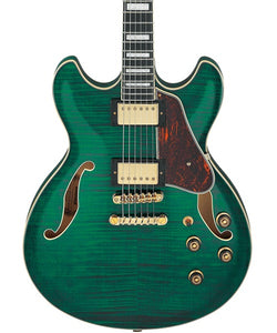 Ibanez Guitarra Eléctrica Verde Transparente AS93FM-TMG, Artcore Expressionist