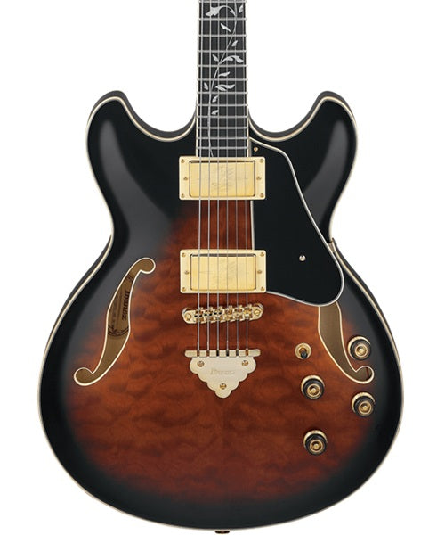 “Exclusiva en Veerkamp Online” Ibanez Guitarra Eléctrica Café/Sombreado Negro AS93QMSP-DBS, Artcore Expressionist