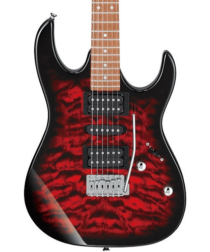 Ibanez Guitarra Eléctrica Roja Transperente Sombreado GRX70QA-TRB, Gio RG