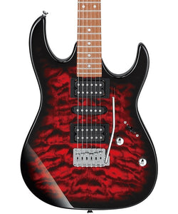 Ibanez Guitarra Eléctrica Roja Transperente Sombreado GRX70QA-TRB, Gio RG