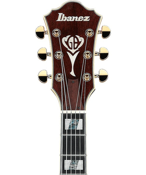 “Exclusiva en Veerkamp Online” Ibanez Guitarra Eléctrica Amarillo Antiguo/Sombreado Negro LGB30-VYS con Estuche, George Benson