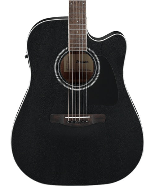 Ibanez Guitarra Electroacústica Okume Negro Erosionado Mate AW84CE-WK, Serie Artwood