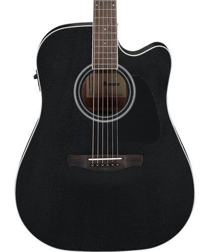 Ibanez Guitarra Electroacústica Okume Negro Erosionado Mate AW84CE-WK, Serie Artwood