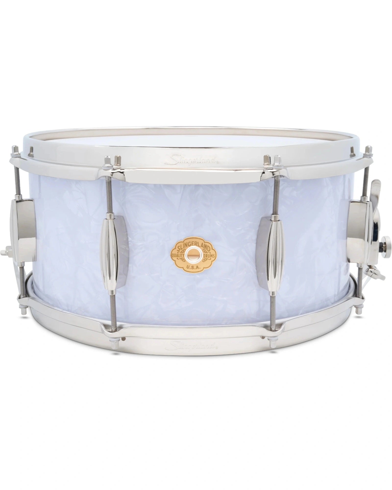 Tarola Slingerland SLFP6514SSK016 Radio King 6.5"x14" Blanco Aperlado, Caoba