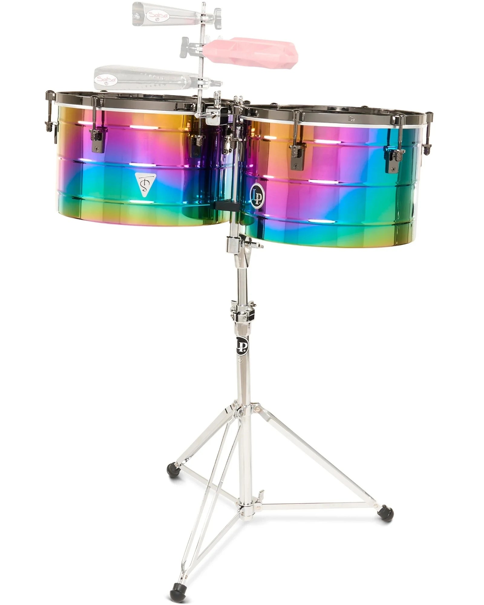 Timbales LP Tony Succar Thunder 14” & 15” LP258-TS, Acero Tornasol con Atril
