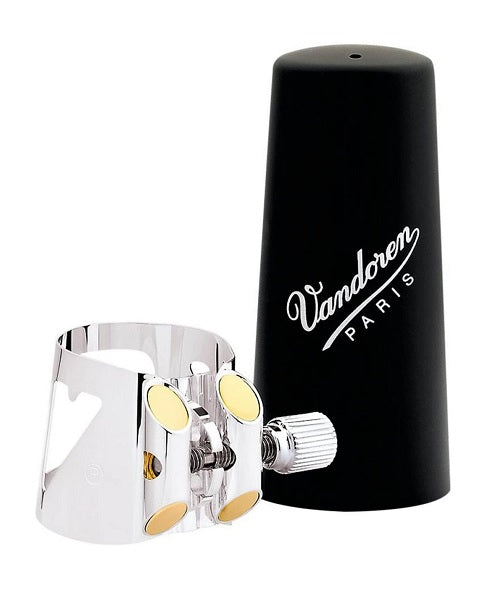 Abrazadera y Tapaboquilla Vandoren "Optimum" LC01P  para Clarinete Sib-Plateada