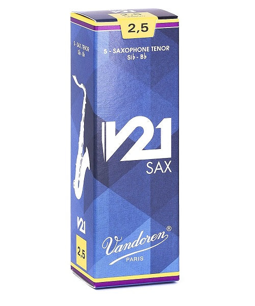 Vandoren Cañas "V21" para Saxofón Tenor 2 1/2, SR8225(5), Caja con 5 Pzas