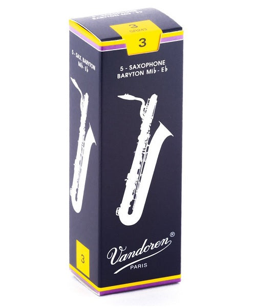 Caña Vandoren Tradicional SR243(5) para Saxofón Barítono Mi Bemol 3-Caja de 5 Piezas