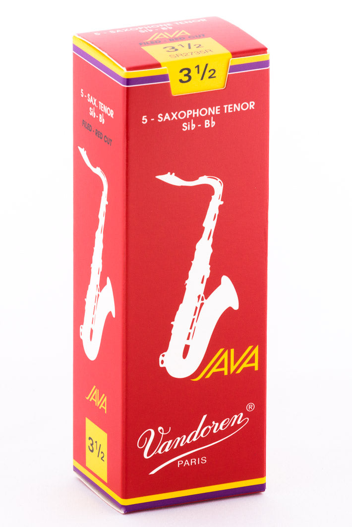 Caña Vandoren JAVA "Filed-Red Cut" para Saxofón Tenor 3 1/2 - Caja de 5 Piezas