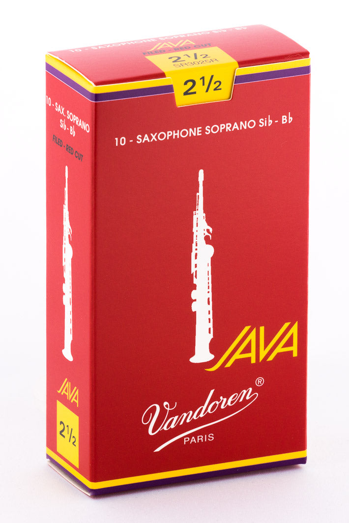 Caña Vandoren JAVA "Filed-Red Cut" para Saxofón Soprano 2 1/2 - Caja de 10 piezas