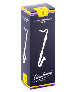 Vandoren Cañas Tradicionales para Clarinete Bajo 3, CR123(5), Caja con 5 Pzas