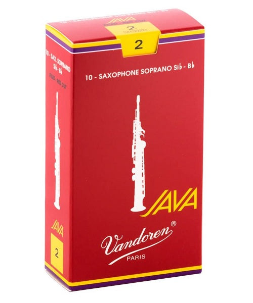 Caña Vandoren JAVA "Filed-Red Cut" SR302R(10) para Saxofón Soprano 2-Caja de 10 piezas