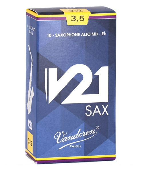 Caña Vandoren "V21" SR8135(10) para Saxofón Alto 3 1/2-Caja de 10 Piezas