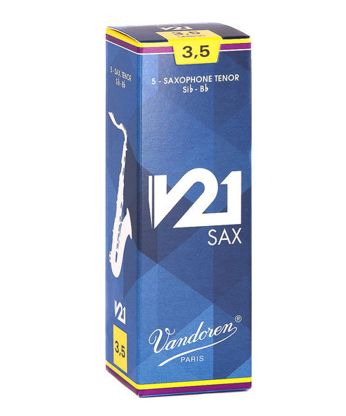 Caña Vandoren "V21" SR8235(5) para Saxofón Tenor 3 1/2-Caja de 5 Piezas