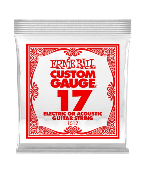 Ernie Ball Cuerda "Custom Gauge" 1017(6) para Guitarra Acústica/Eléctrica, Calibre 0.017, Acero