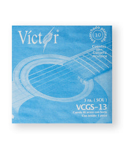 Víctor Cuerda 13(10) para Guitarra Acústica, 3a, Cobre con Borla