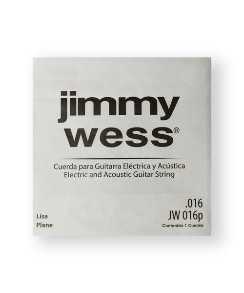 Jimmy Wess Cuerda JW-016P(12) para Guitarra Acústica y Eléctrica, 2A, Calibre 0.016, Acero (12 pzas)