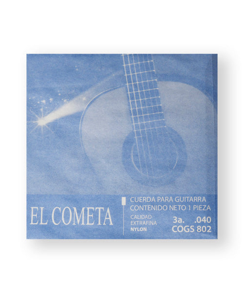 El Cometa Cuerda 802(12) para Guitarra Clásica, 3A, Nylon con Borla