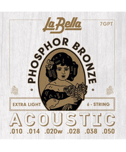 La Bella Encordadura Para Guitarra Acústica Bronce Fosforado 0.010-0.050 7GPT Extra Light