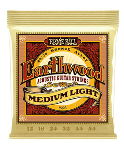 Ernie Ball Encordadura "Earthwood Medium Light 80/20" 2003, Guitarra Acústica 12-54