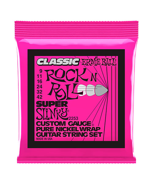 Ernie Ball Encordadura "Super Slinky Classic Rock N Roll" 2253, Guitarra Eléctrica 9-42, Níquel