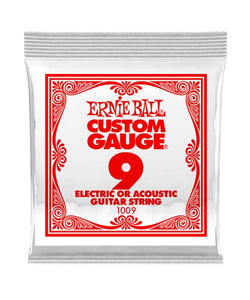 Ernie Ball Cuerda "Custom Gauge" 1009(6) para Guitarra Acústica/Eléctrica, Calibre 0.009, Acero