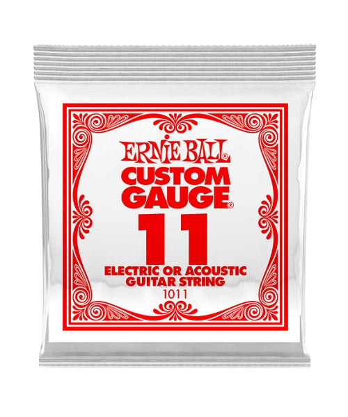 Ernie Ball Cuerda "Custom Gauge" 1011(6) para Guitarra Acústica/Eléctrica, Calibre 0.011, Acero